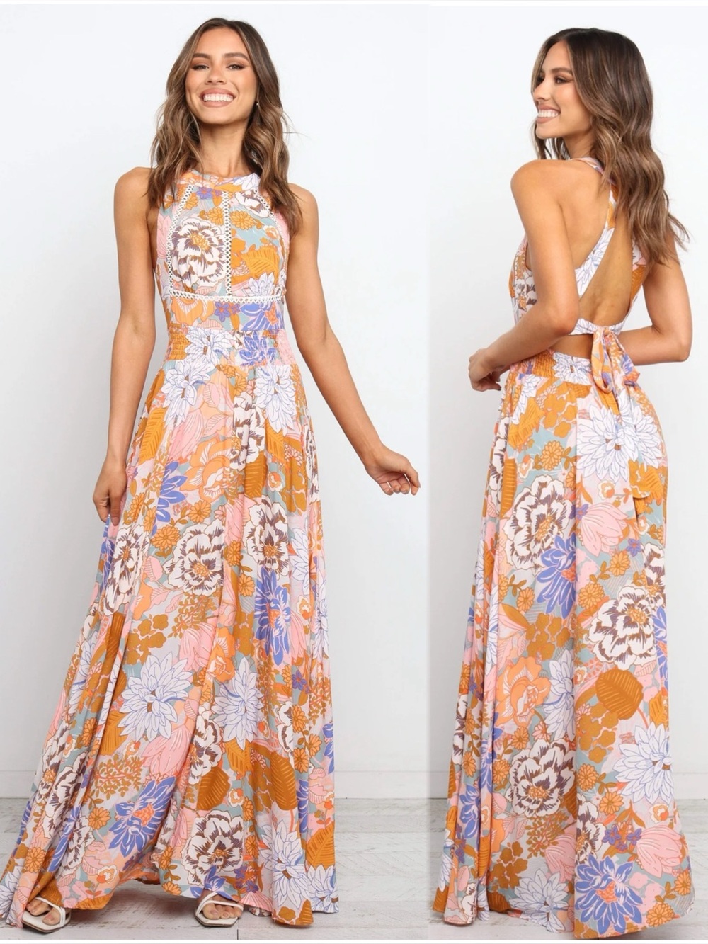 Petal & Pup Newall Floral Halter Maxi Dress